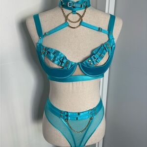 Honey Birdette Jasmine Teal Lingerie Set